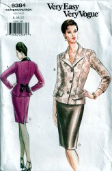 9384 VOGUE VERY EASY FIT LINED COLLAR BUTTON TOP, SKIRT PATTERN 8-12 UNCUT